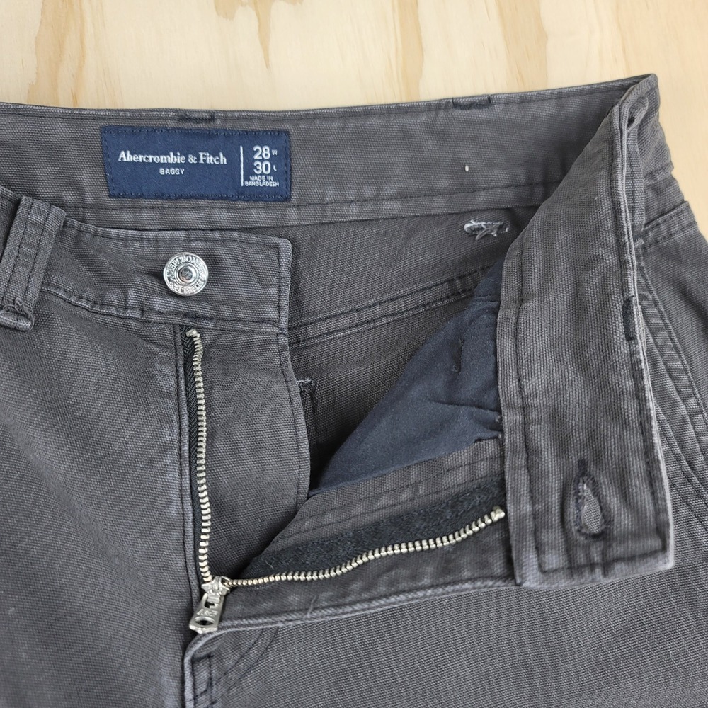 Abercrombie & Fitch Carpenter Pants Mens 29x29 Black Baggy Workwear Canvas Heavy - Picture 7 of 9